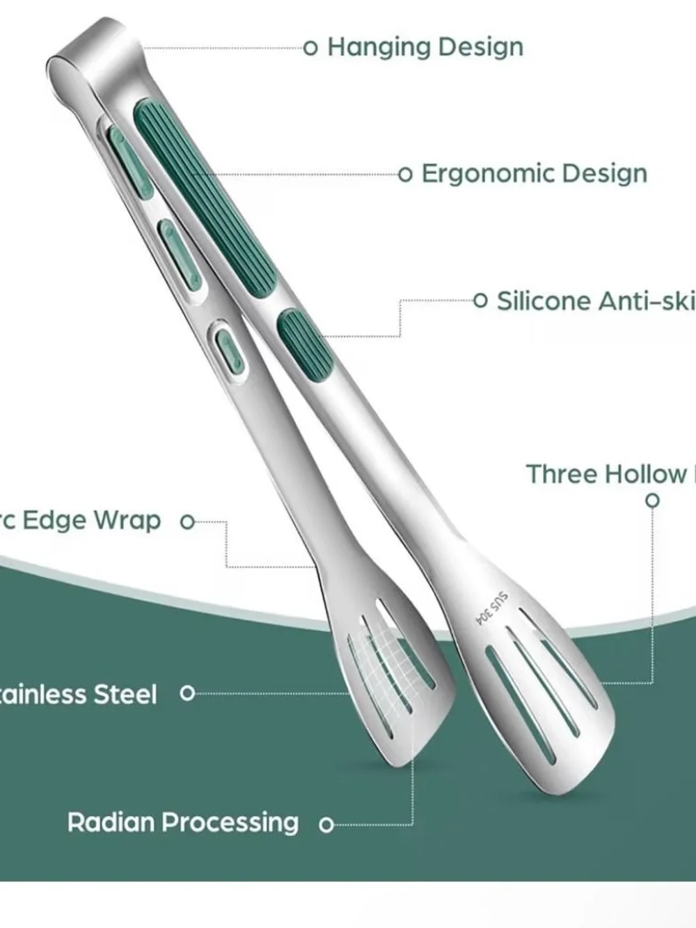 Stainless Steel Slotted Serving Tongs - Gold & Silver